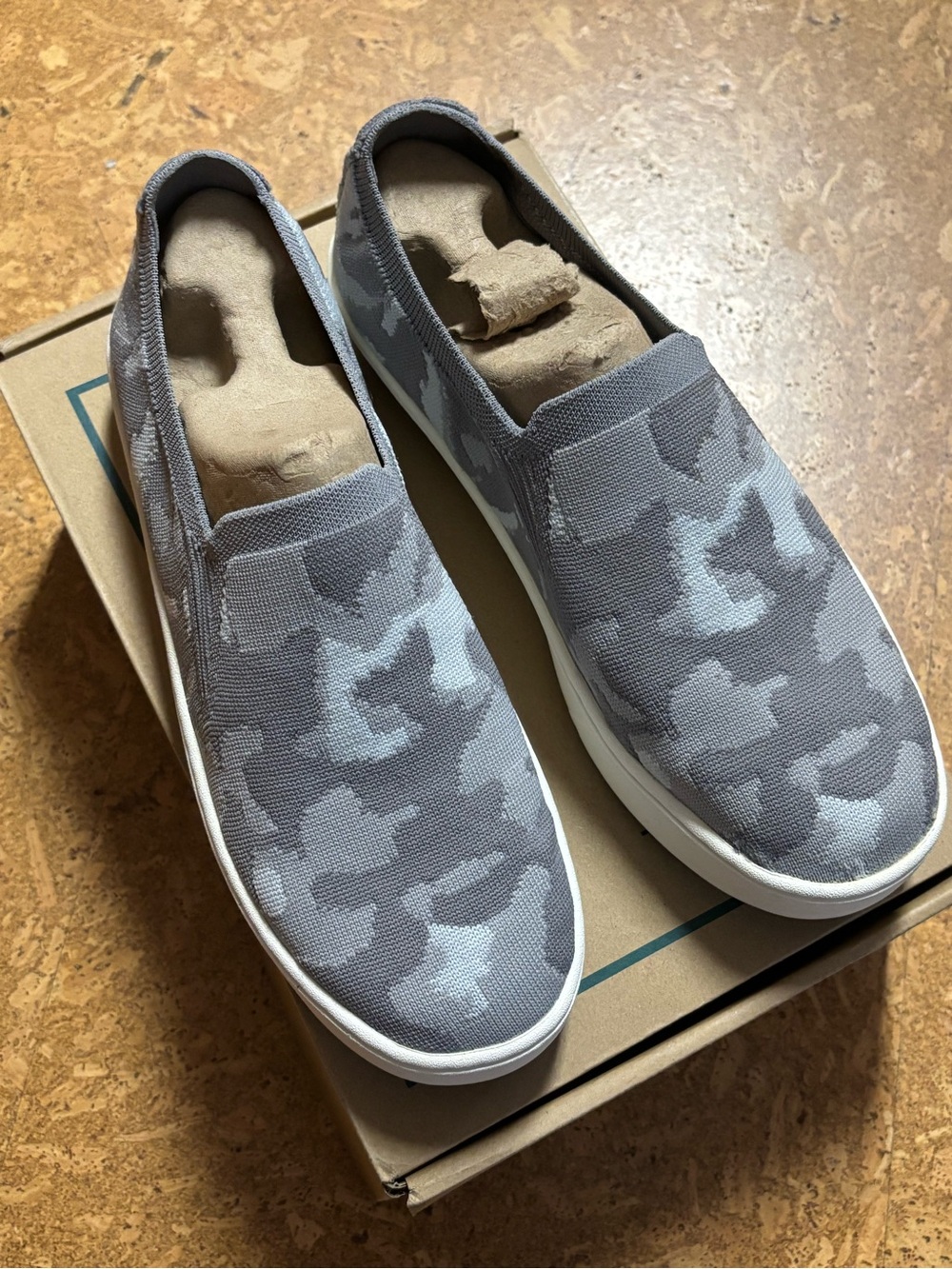 Women’s Slip-On Canvas Sneakers in Gray Camouflage NWT